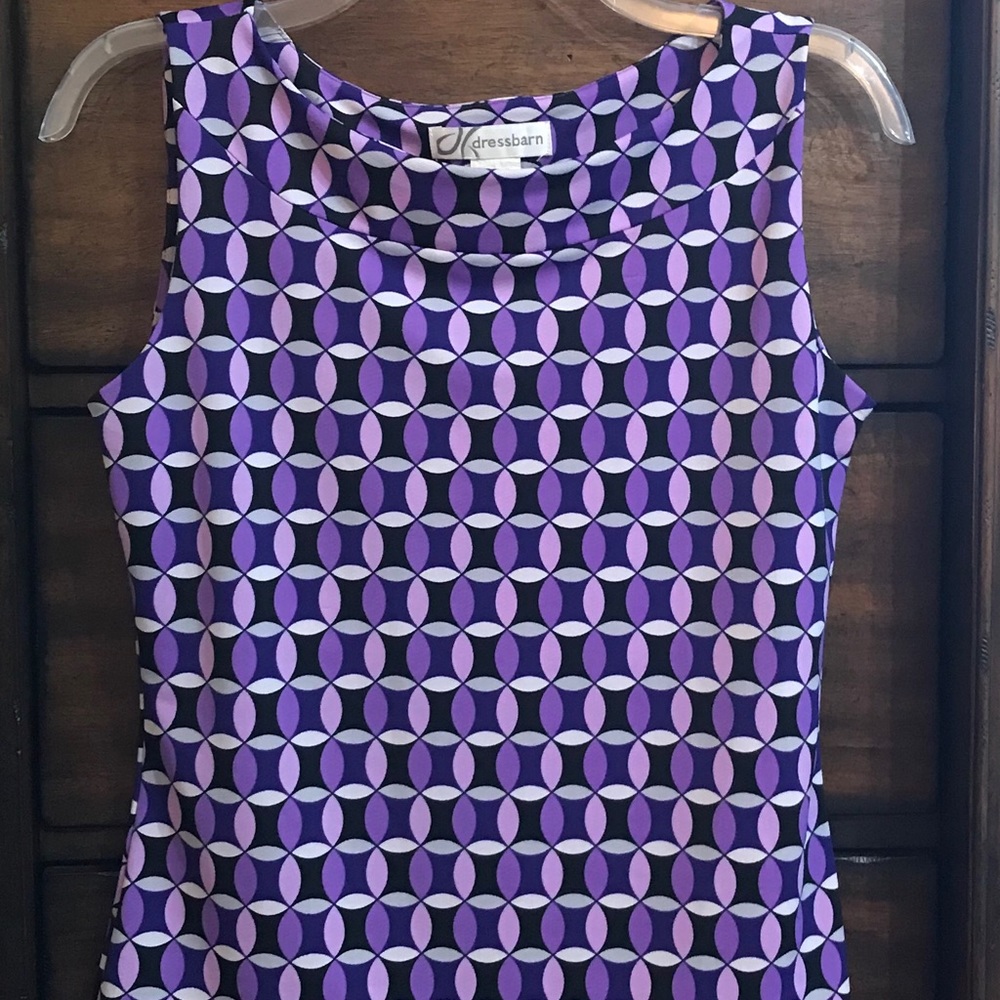 Dressbarn Purple Geo High Neck Tank Top Small